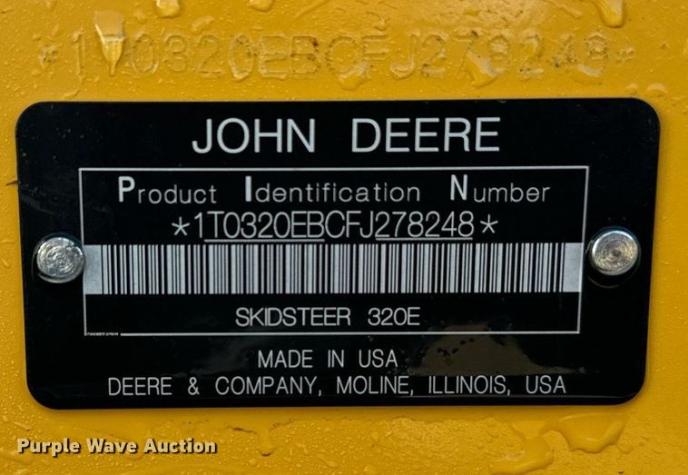image for item DX3634 2015 John Deere 320E skid steer loader