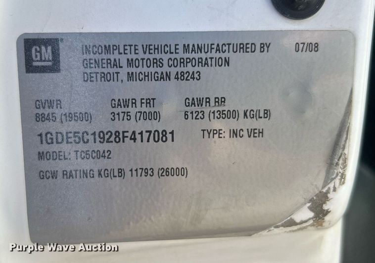 image for item EG1107 2008 GMC C5500 utility / service truck