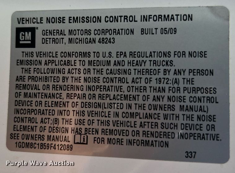 image for item EG1115 2009 GMC C8500 bucket truck