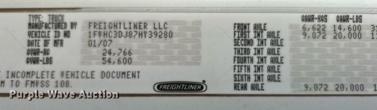 image for item EG1135 2007 Freightliner  Business Class M2 crane truck