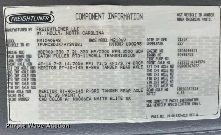 image for item EG1138 2007 Freightliner  Business Class M2 Crew Cab crane truck