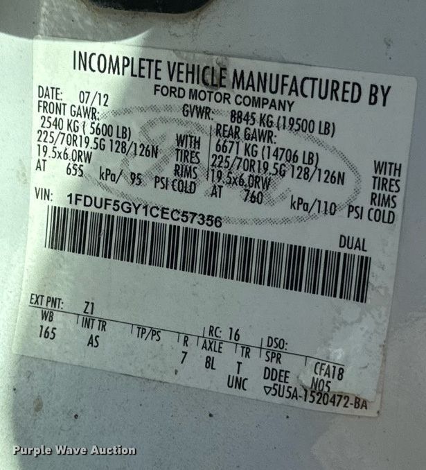 image for item EG6791 2012 Ford F550 Super Duty vacuum truck