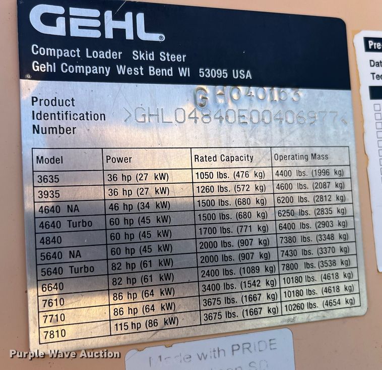 image for item EH2839 Gehl 4840 skid steer loader