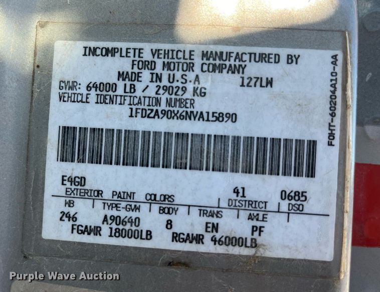 image for item EH2869 1992 Ford LTL9000 dump truck