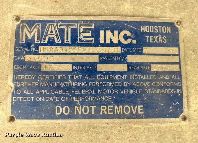 image for item EH2871 1994 Mate end dump trailer