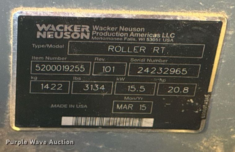 image for item EH7086 2015 Wacker Neuson RTSC3 trench compactor