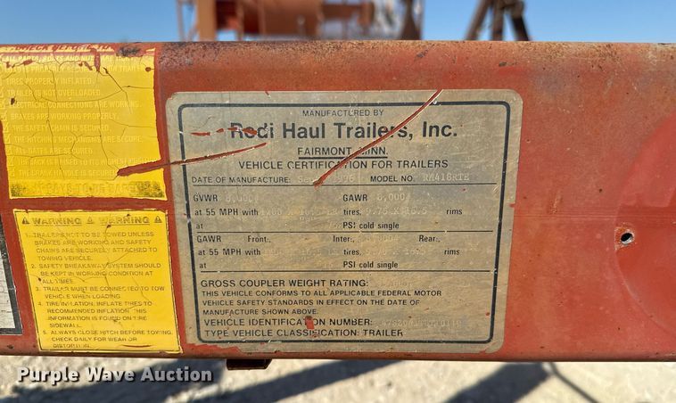 image for item EJ3110 1996 Redi Haul RH418RTE reel trailer