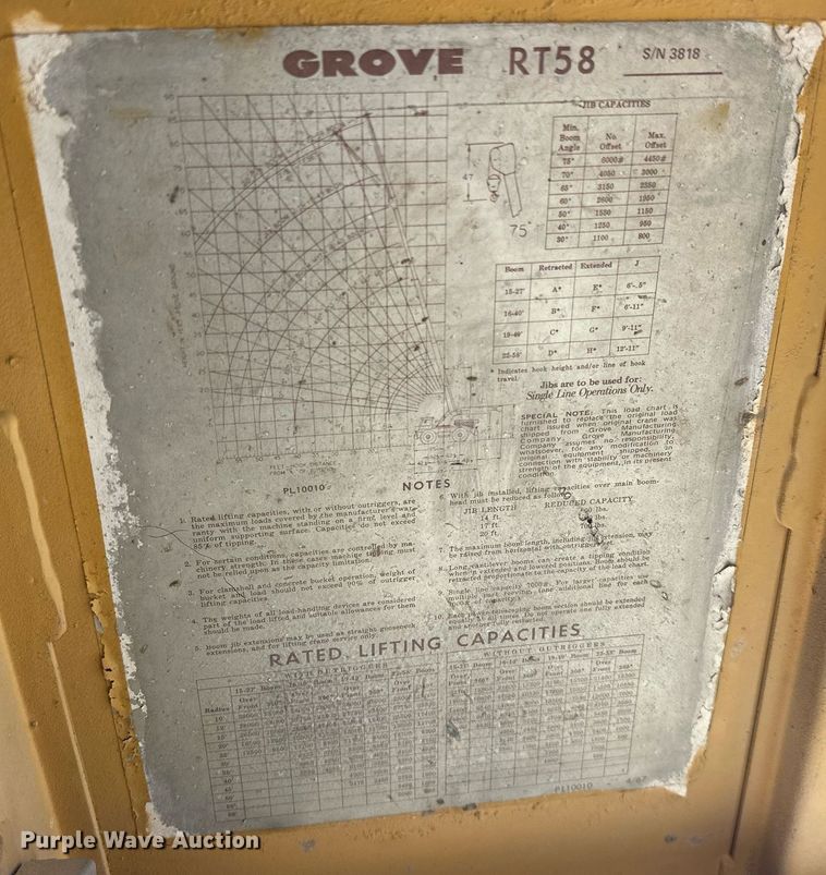 image for item EJ4910 1970 Grove RT58 crane