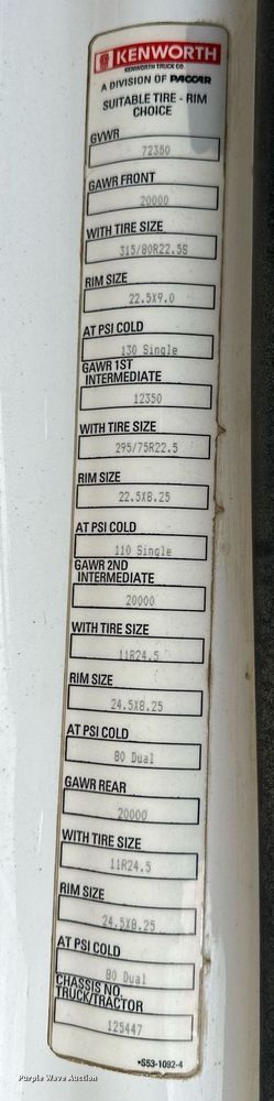 image for item EJ4933 2016 Kenworth  T880 dump truck