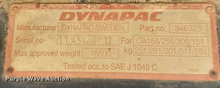 image for item EJ4999 1994 Dynapac  CA151 single drum vibratory roller