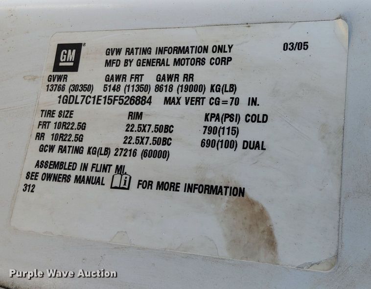 image for item EK0963 2005 GMC C7500 bucket truck