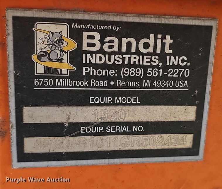 image for item EK0965 2016 Bandit 1590xp wood chipper