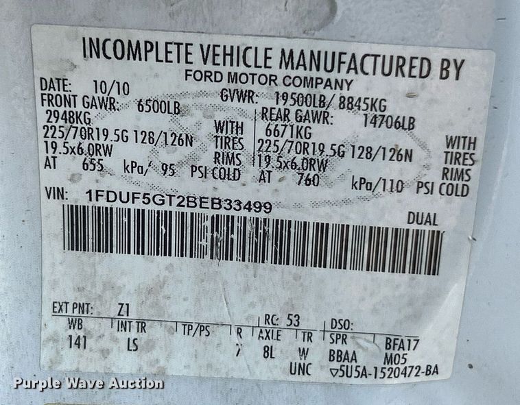 image for item EK3351 2011 Ford F550 Super Duty XL bucket truck