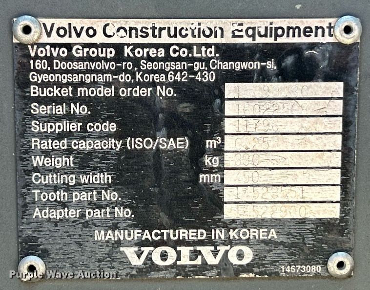 image for item EK3525 Volvo grading bucket