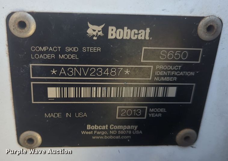image for item EQ2278 2013 Bobcat S650 skid steer loader