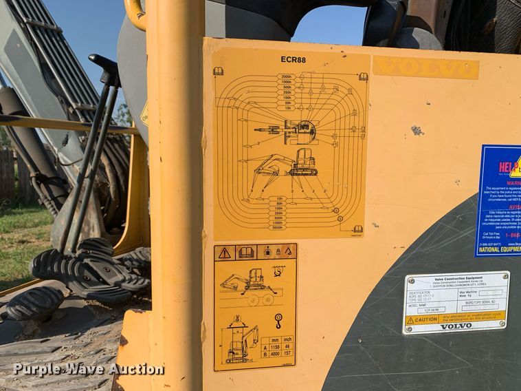 image for item JT9680 2012 Volvo ECR88 mini excavator