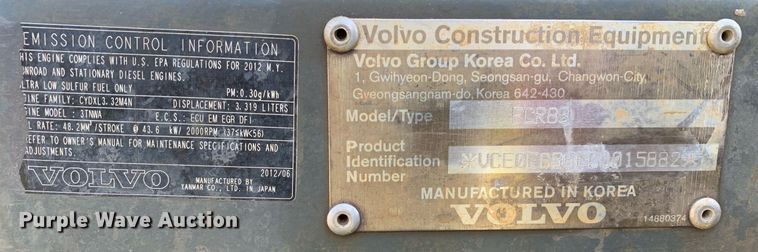 image for item JT9680 2012 Volvo ECR88 mini excavator