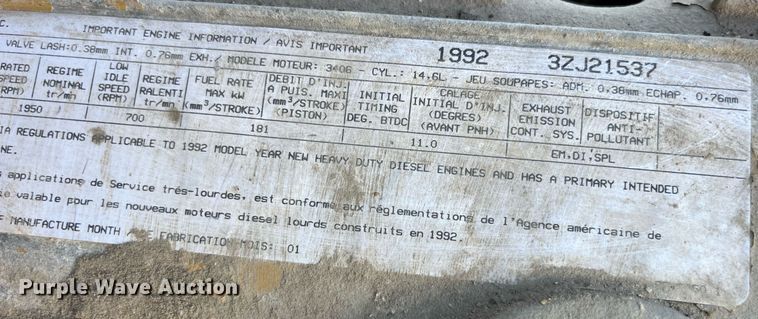 image for item LC9210 1992 Ford LTL9000 dump truck