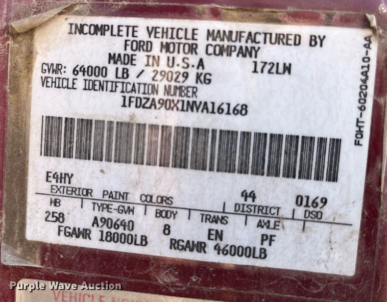 image for item LC9210 1992 Ford LTL9000 dump truck