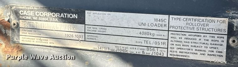 image for item MS9836 1998 Case 1845C skid steer loader