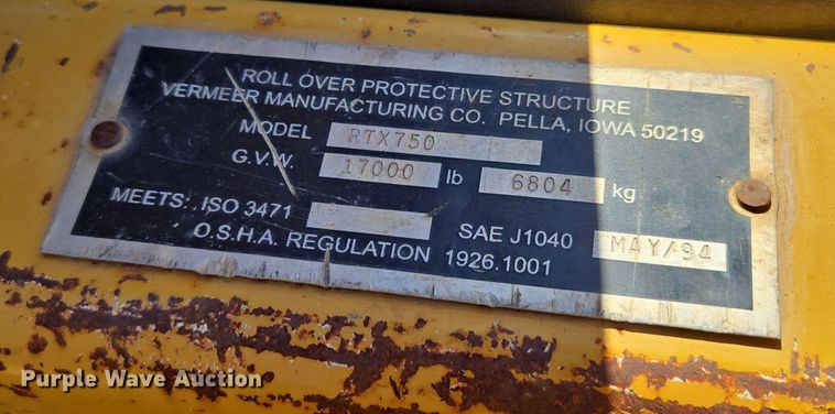 image for item MS9868 2009 Vermeer RTX750 vibratory cable plow