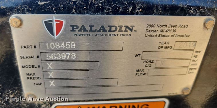 image for item MS9869 2019 Paladin skid steer forks