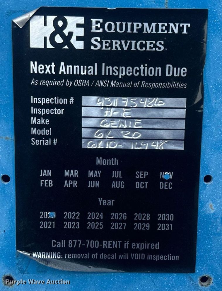 image for item NO9505 2010 Genie GR-20 vertical lift