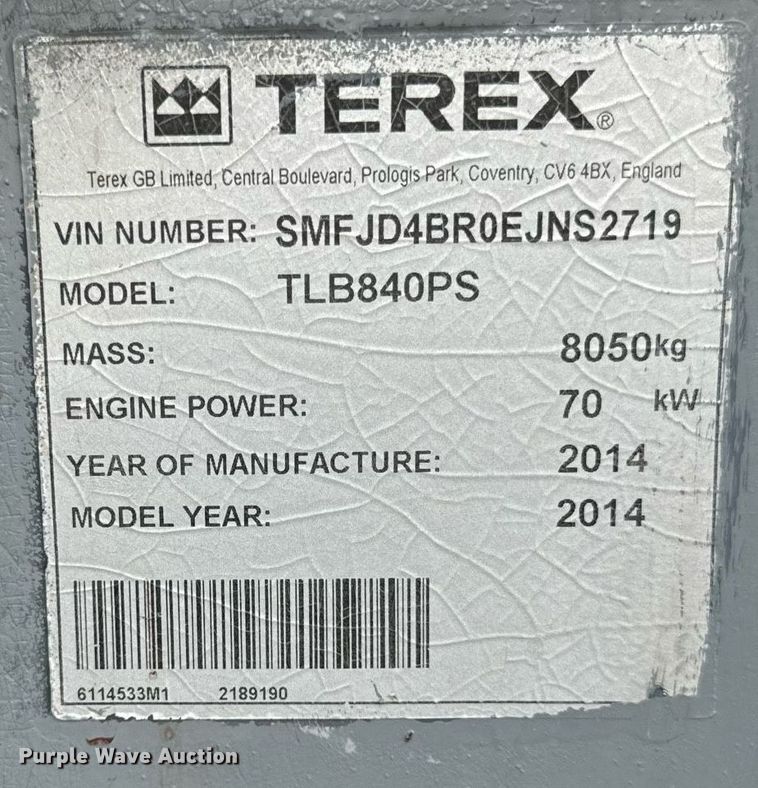 image for item OG9698 Terex TLB840PS backhoe