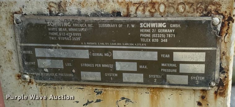 image for item OG9860 1988 Mack  MS200 concrete pump truck