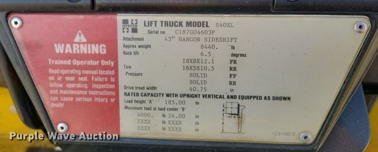 image for item DN3591 1993 Hyster S40XL-MIL forklift