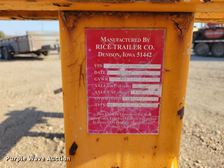 image for item DN3595 2004 Rice Trailer Co. pole trailer