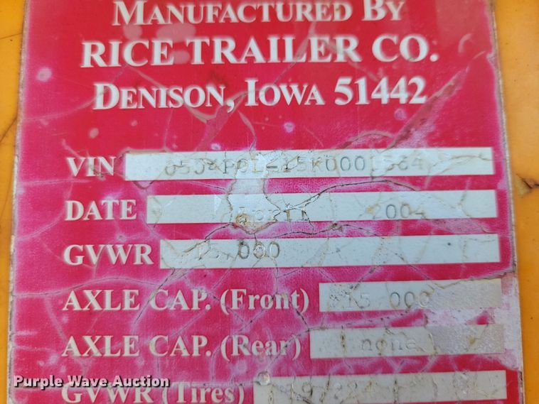 image for item DN3595 2004 Rice Trailer Co. pole trailer