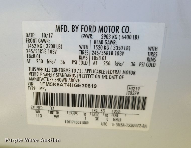 image for item DQ3722 2017 Ford Explorer Police Interceptor  SUV