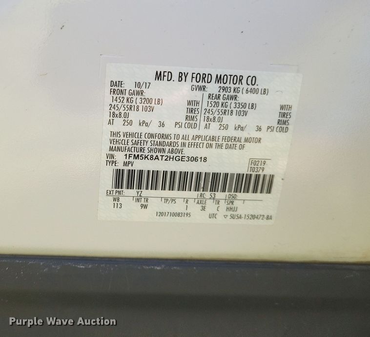 image for item DQ3723 2017 Ford  Explorer Police Interceptor  SUV