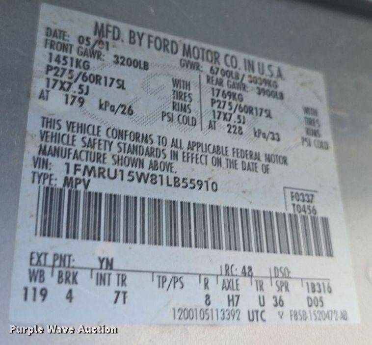 image for item DQ5230 2001 Ford Expedition SUV