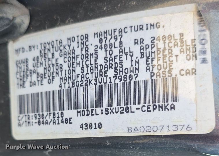 image for item DQ5233 1997 Toyota  Camry 