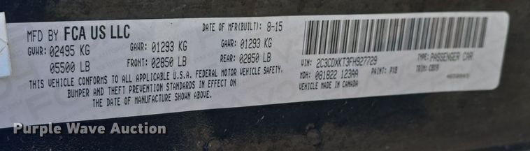 image for item DQ5254 2015 Dodge Charger Police 
