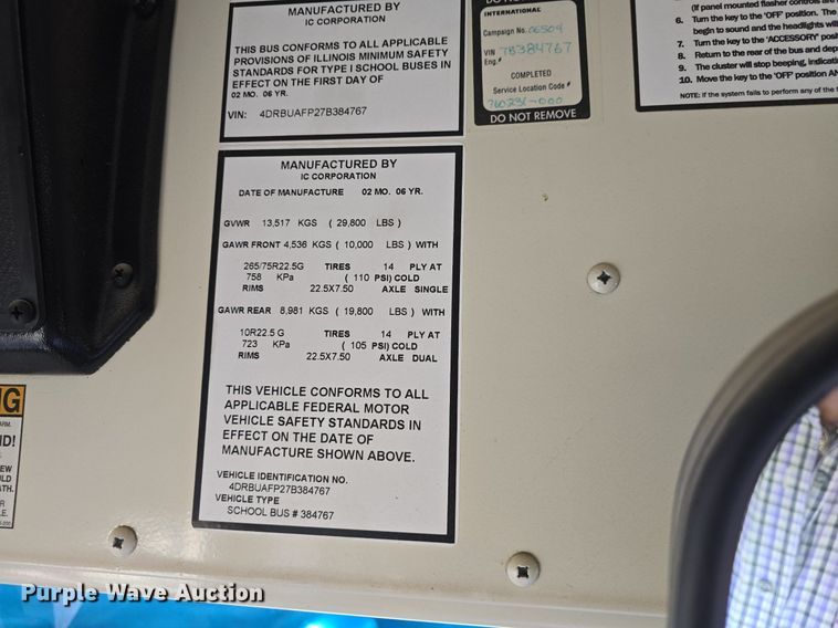 image for item DQ5272 2007 IC CE200 school bus