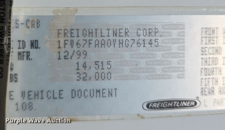 image for item DW3764 2000 Freightliner FC70 street sweeper truck