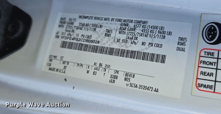 image for item DW3802 2012 Ford E450 Super Duty shuttle bus