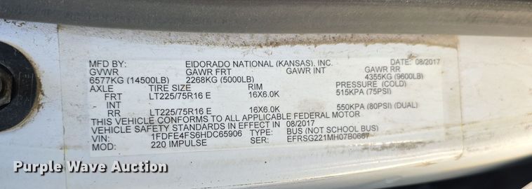 image for item DW3805 2017 Goshen Impulse Ford 220 shuttle bus