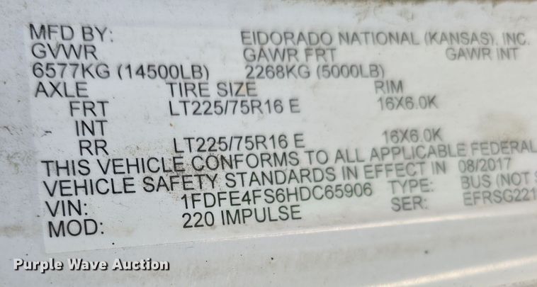 image for item DW3805 2017 Goshen Impulse Ford 220 shuttle bus