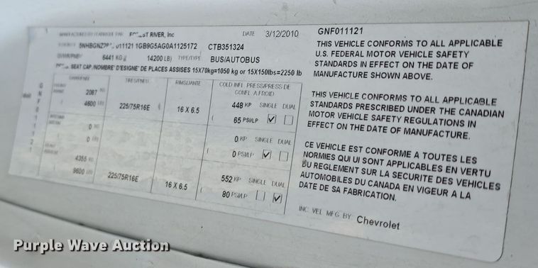 image for item DW3806 2010 Chevrolet 24' Glaval Titan shuttle bus