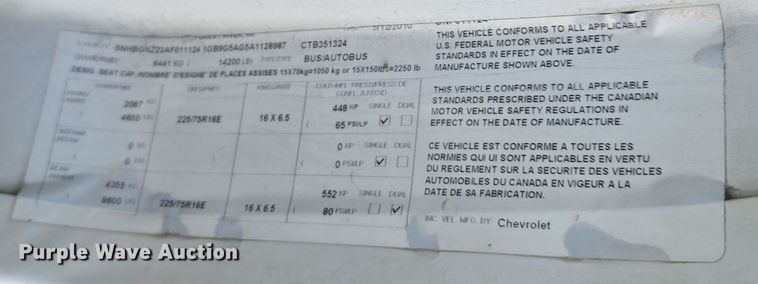 image for item DW3808 2010 Chevrolet 24' Glaval Titan shuttle bus