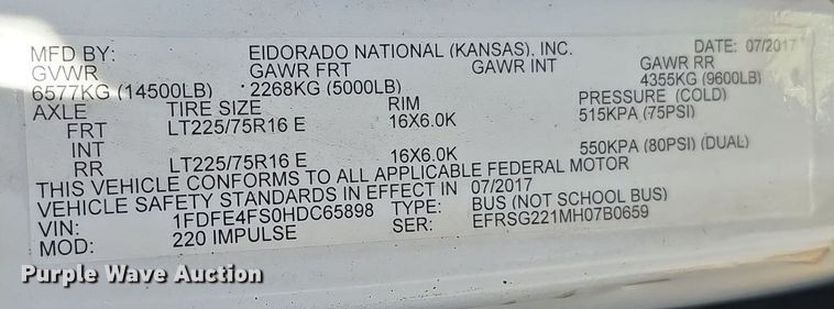 image for item DW3809 2017 Goshen Impulse Ford 220 shuttle bus