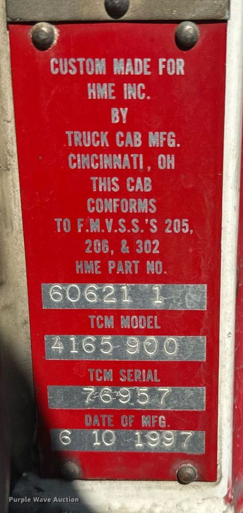 image for item DX3669 1997 HME pumper fire truck