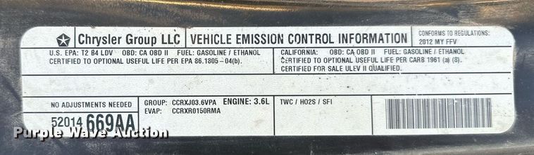 image for item DX3716 2012 Dodge Grand Caravan handicap accessible van