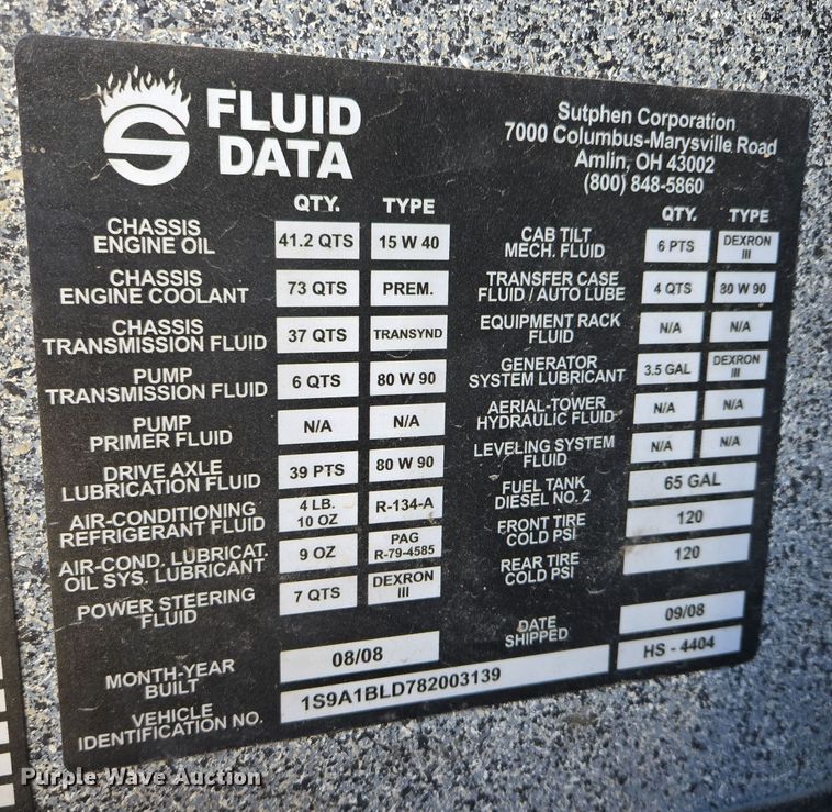 image for item EE8629 2008 Sutphen Custom Pumper  pumper fire truck