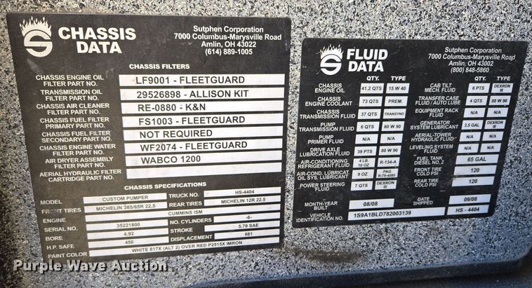 image for item EE8629 2008 Sutphen Custom Pumper  pumper fire truck