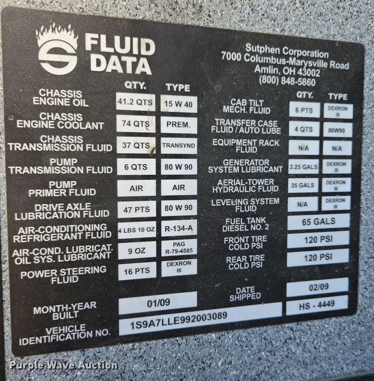 image for item EE8630 2009 Sutphen Mini Tower 75' 4 section  Quint fire truck